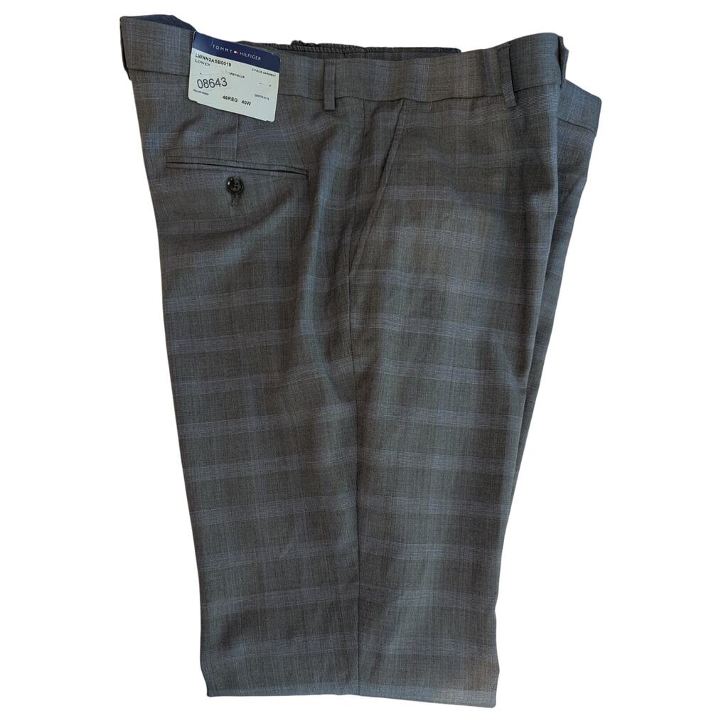 Tommy Hilfiger Lowen Grey Plaid Slim Fit Dress Slacks Men's Size 40 Trousers - Picture 2 of 10